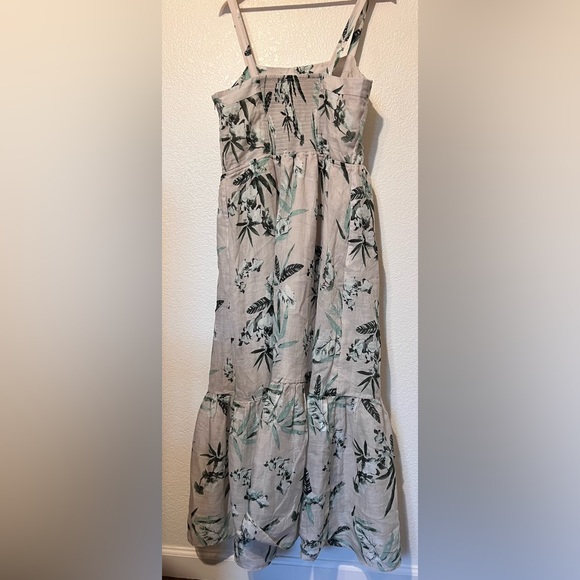 Banana Republic Sleeveless Khaki Light Beach Floral Maxi Dress L - Picture 5 of 13